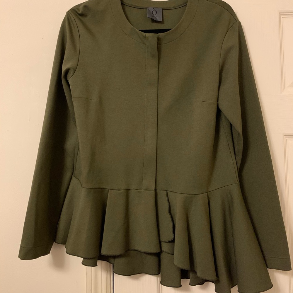 Olive green peplum jacket cardigan